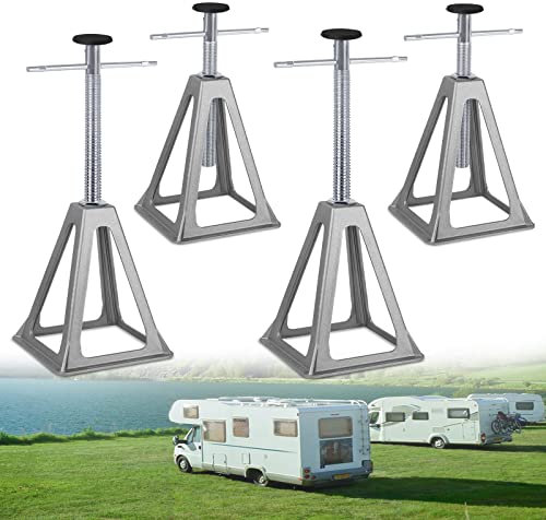 TANYEAR Juego de 4 caballetes de apoyo, 28 – 43 cm, altura ajustable, para caravanas, autocaravanas, hasta 1000 kg por apoyo
