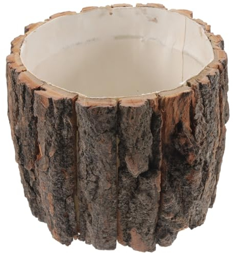 VICASKY Blumentopf Aus Holzrinde Innendurchmesser 14cm 1 X Topf | Holzmaterial, Braun, 17.00 X 17.00 X 15.00 cm, Für Zuhause, Blumenladen