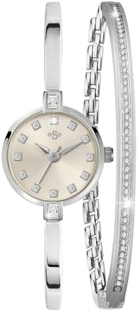 Spirit Ladies Silver Watch and Bangle Set