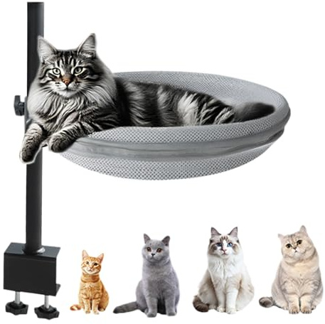 Manolyee Cat Bed for Desk,Kitten Hammock 360° Rotatable | Soft Cozy Cat Resting Bed for Indoor Counter Desk Nightstand Radiator RV Car Balcony Closet