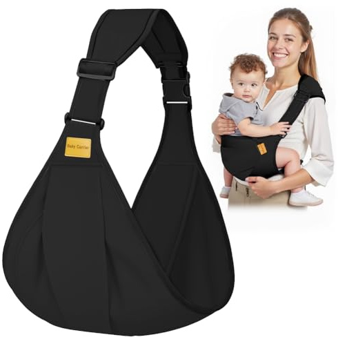 AOOWU Baby Carrier, Toddler Carrier Side, Baby Sling Carrier, Baby Wrap Carrier with Adjustable Shoulder Straps, Child Sling Baby Side with Shoulder Strap, Baby Sling for Newborns to Toddlers