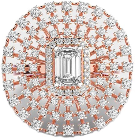 LKBEADS Prima Luxe Diva Statement-Ring aus 925er Sterlingsilber | vergoldet | mit Moissanit, Smaragd und runder Form, luxuriöser handgefertigter Schmuckring für Damen | LKJR_0732