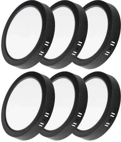 LUXULA 6 Stück LED Aufbauspot flach Schwarz Ø109x28mm, 6W 600lm, IP44 | IP44 Aufputz Spot, CCT 3000K 4000K 6000K einstellbar, Deckenlampe Aufbauleuchte für Bad, Küche, Flur und Wohnzimmer