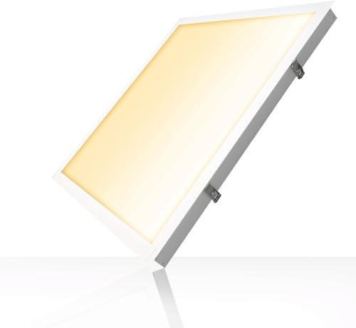 Xtend EcoLight LED Panel 62x62 cm 3000K Warmweiß Einbaurahmen Alu weiß | Montagerahmen Unterputz Deckenleuchte flimmerfrei Netzteil BLe2.0