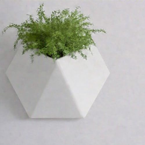 Wall-Mounted Geometric Plant Pot – Modern Indoor/Outdoor Planter (1, Matt Bone White)