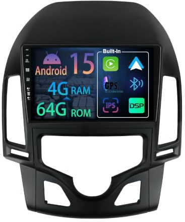 【2+64GB】 9 Pulgadas Android 15 Autorradio para Hyundai I30 2006-2011 Radio Carplay Stereo Estéreo inalámbrico Car Play GPS Navi Táctil Pantalla Navegación Reproductor (Automatischer Klimaanlage)