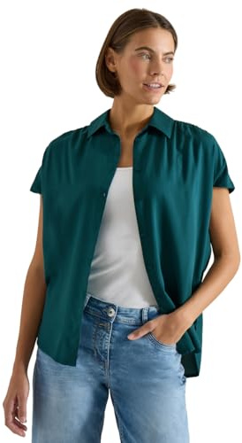 Cecil Damen Basic Bluse mit Hemdkragen in Unifarbe