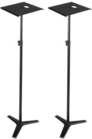 VONYX 2x Heavy Duty Pro Studio Monitor Speaker Stands, Adjustable Up to 1.8m, 35kg Capacity Each, Modular Design For Easy Transport, Ideal for Home Studio Equipment and DJ Monitors