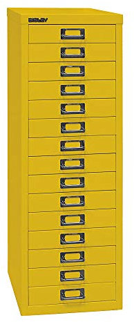 BISLEY MultiDrawer, 39er Serie, DIN A4, 15 Schubladen, Metall, 641 Zinkgelb, 38 x 27.9 x 86 cm