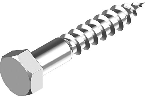 100 unidades Tornillos de cabeza hexagonal para madera (DIN 571 – Acero inoxidable A4 6 x 40