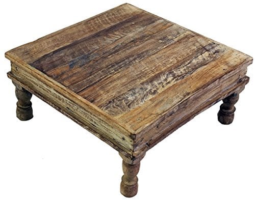 GURU SHOP Kleiner Tisch, Blumenbank, Kaffeetisch, Beistelltisch, Couchtisch - Modell 17, Braun, 15x34x34 cm, Kaffeetische & Bodentische