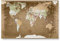 LANA KK – Weltkarte Glasbild „Weltkarte Oldstyle” edler Glas-Kunstdruck hinter 4 mm starkem geschliffenem Glas in braun, einteilig in 120x80cm