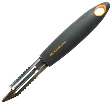 Fackelmann Soft Vegetable Peeler with Teeth, Stainless Steel, Grey/Orange/Silver, 18 cm