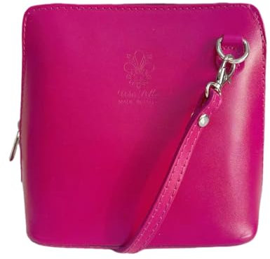 LeahWard Women's Italy Genuine Leather Cross Body Bag Small Quality Handbags (FUCHSIA H16cm x W18cm x D8cm)