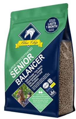 Blue Chip Senior Feed Balancer (Super Concentrated) 3kg Complete balanced horse feed for older horses with glucosamine & rosehip extract plus pre & probiotics & chaste tree berry suitable for Cushings