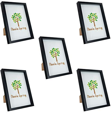 Nicola Spring 3D Shadow Box Photo Frames - 8x12 (20x30cm) - Pack of 5 - Black 3D Photo Frame Box A4 Picture Frame Box Portrait Display Case for Crafts, Keepsakes, Wedding, Graduation
