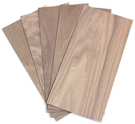 wodewa Holz Furnier Set 2mm Starkfurnier Nussbaum 30x14cm 5er Set Sägefurnier Bastelholz Platten Echtholz Holzfurnier zum Basteln Holzplatte Bastelset Modellbau DIY