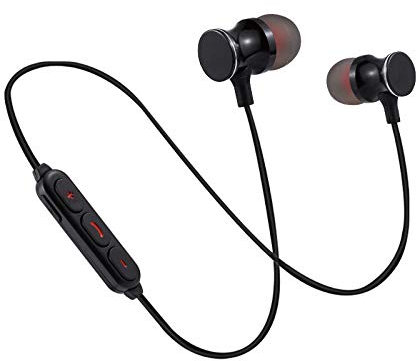 Bluetooth Headphones Metal for Huawei P Smart 2019 Wireless Smartphone Hands Sound Remote Control In-Ear Univ (Black)