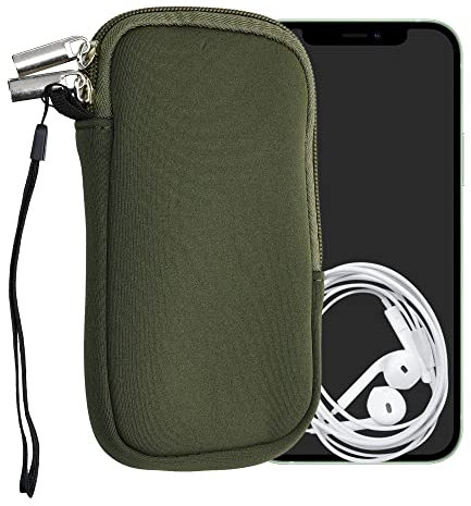 kwmobile Handytasche für Smartphones M - 5,5 - Neopren Handy Hülle Dunkelgrün - Handy Tasche 15,2 x 8,3 cm Innenmaße