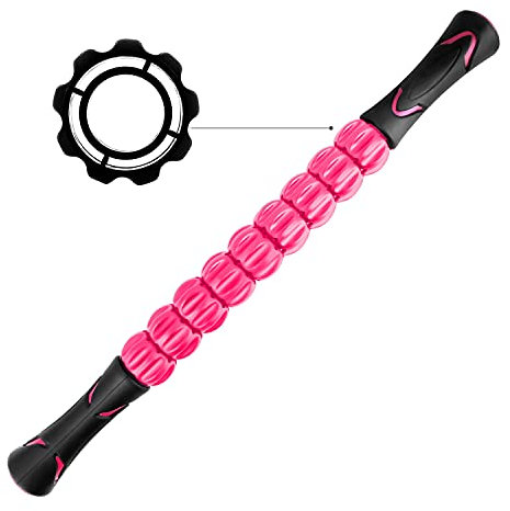 Massageroller Muskel Roller Stick - Ultraportabel Massagegerät Tiefenmassagerolle für Triggerpunkte - Entlastung Muskelkater - Physiotherapie (Rosa)