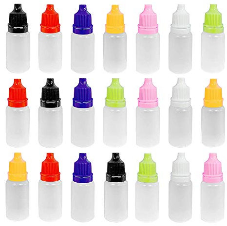 YIQI 21 Stück Kunststoffflaschen Tropfflaschen Flüssigkeitsbehälter 10 ml leere Flasche mit Tropfendeckel (zufällige Farbe)