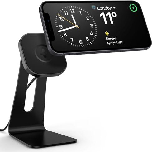 Spigen OneTap Pro MagFit MagSafe Ständer, Kompatibel mit iPhone 16 Pro, Pro Max, Plus, 15 14 13 12, Air Pod Pro 2/3/4, Kabelloses Ladegerät Kompatibel mit iOS 17 Standby Mode, Induktive Ladestation