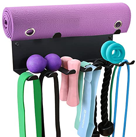 Tamisom 2 Tier Multi-Purpose Storage Rack Resistance Bands Rack Gym Storage Rack Fitness Bands Rack Heavy Duty Rack for Resistance Bands, Straps, Jump Ropes, Foam Rollers, Chains, Weight Belts, Tools