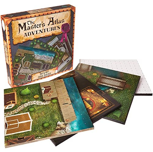 The Master's Atlas: Adventures, wendbare Spielbretter + Necromancer's Tower Story Guide – 8 anpassbare Karten inklusive Schloss, Dorf & Taverne – GM D&D Tabletop Gaming Zubehör