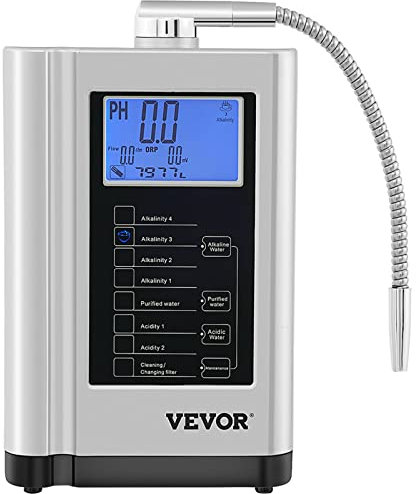 VEVOR Máquina Ionizadora de Agua Alcalina 6000L Ionizador Alcalino de Agua PH 3,5-10,5 Generador de Agua de Hidrógeno 285x170x110 mm con Pantalla LCD Táctil Control de 3,8 para Cocinar, Esterilizar