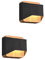 meineWunschleuchte LED Wandleuchten 2er SET aus Holz & Metall Schwarz, Breite 12cm