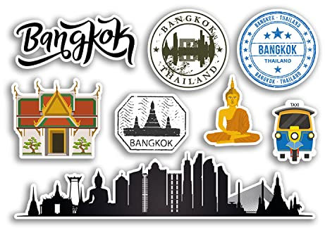 A5 Aufkleberbogen Bangkok Vinyl Aufkleber – Thailand Wahrzeichen Kultur Karte Stadt Urlaub Flagge Reise #78501
