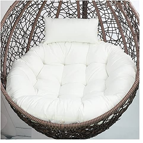 Sitzkissen für Hängesessel, Hängestuhl Kissen Rund, Hängendes Ei Stuhlkissen Dicker, Schaukel Hängekorb Sitzkissen, Hängesessel Kissen, Auflage Outdoor/Indoor für Hängekör(Size:125 cm,Color:Weiß)