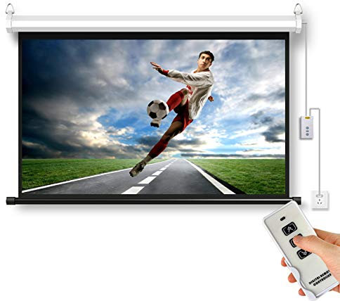 Portable 60 Projection Screen Electric Drop Down Projector Screen Movies Screen for Office Classroom Cinema (Matte White Screen) 4:3