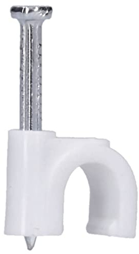 100 Stück Voxura Nagelschelle Kabelschelle Rundschelle 7 mm mit Nagel Ø 1,8x25 mm weiß