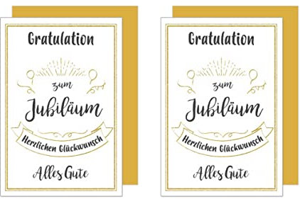 Edition Seidel 2 Premium Glückwunschkarten zum Jubiläum mit Umschlag. Karte zum Jubiläum mit Spruch Jubiläumskarte Grusskarte Gratulation Billet Mann Frau (J118)