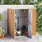 Keketa Gerätehaus Geräteschuppen Metall Gartenhaus Schuppen Garten Schuppen Gartenschuppen mit Schrägdach Geräteschrank für Garten Braun 161x89x161 cm Verzinkter Stahl