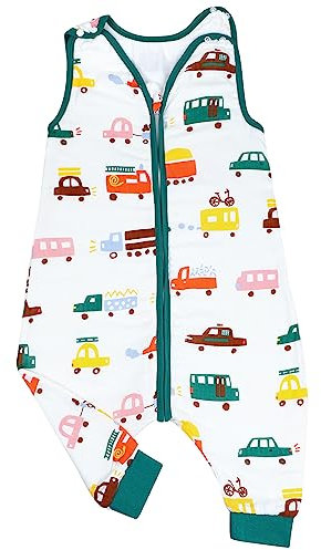 FLYISH DIRECT Baby Schlafsack mit Füßen, Musselin Schlafsack mit Beinen, 70% Bambusviskose + 30% Baumwolle, M/83cm, für 85-100cm