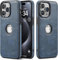 Sibada Custodia in pelle per iPhone 15 Pro, con logo, visibile, in pelle di alta qualità, classica, elegante, sottile, per iPhone 15pro (2023) da 6,1, blu marino