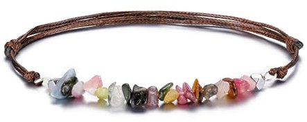 JSDDE Chakra Armband geflochten einstellbar Perlenarmband Heilsteine Edelsteine Armband Glücksbringer Schmuck für Damen Herren (Turmalin)