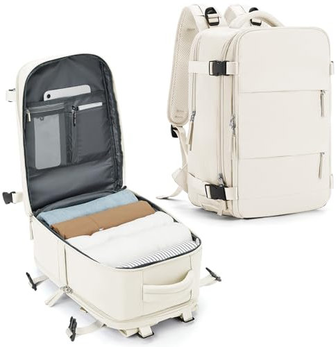 SZLX Sac à Dos Voyage Cabine 40x20x25 Ryanair Bagage Cabine 40x20x25 pour Ryanair Sac de Voyage Bagage à Main Avion Femme Sac à Dos Ordinateur Portable Imperméable Sac à Voyage Homme 20L Beige