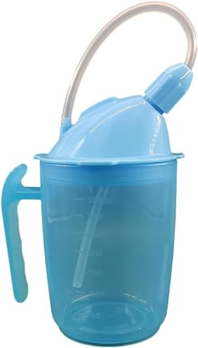 WOZLO Bicchiere con beccuccio per adulti, Bicchiere Antiversamento Per Anziani, Antisoffocamento e antiperdita, 350 ml, Silicone e PP Ecologico, Sippy Cup