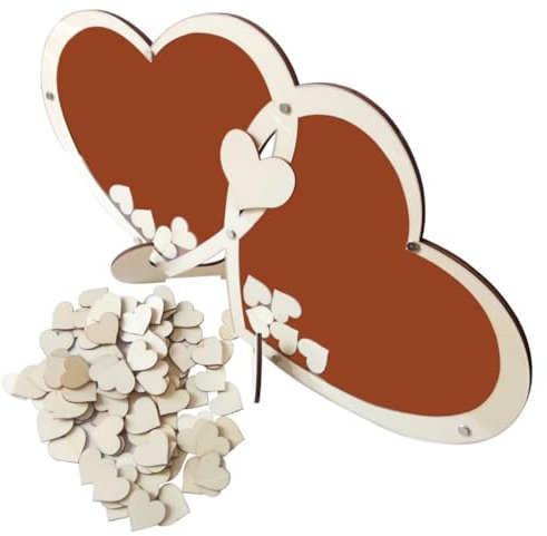 LABRIMP Holzschnitzel-dekor Geburtstags-gästebuch Aus Holz Rahmenzeichenbuch Holzspäne Holzpuzzle Gästebuchrahmen Holzdekor Puzzle-gästebuch Gast Bambus Ornamente Hochzeit