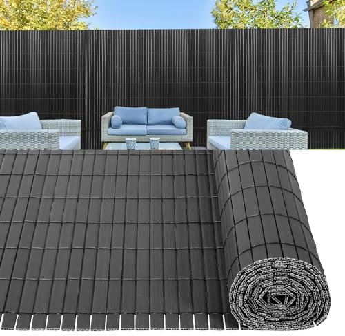 Daromigo PVC Sichtschutzmatte 90×300cm, Sichtschutz Garten mit Innenverstärkung, Sichtschutz Balkon mit Kabelbinder, Sichtschutz Zaun Wetterfest und UV-Schutz (Grau)