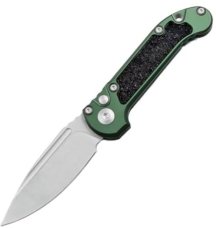 Joa Couteau de poche pliant M390 en acier inoxydable - Petit couteau d'extérieur - Mini EDC - Portable - Couteau de camping - Couteau de chasse - En aluminium - Noir - Poignées antidérapantes contre