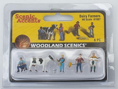Woodland Scenics A1887 lecheros vaca ternero en el brazo horca ordeño figuras pista H0 HO 1:87 Dairy Farmers