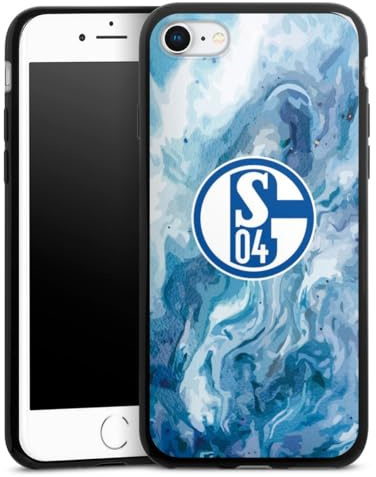 Slim Case extra dünn kompatibel mit Apple iPhone 7 Silikon Handyhülle schwarz Hülle FC Schalke 04 Fanartikel Logo