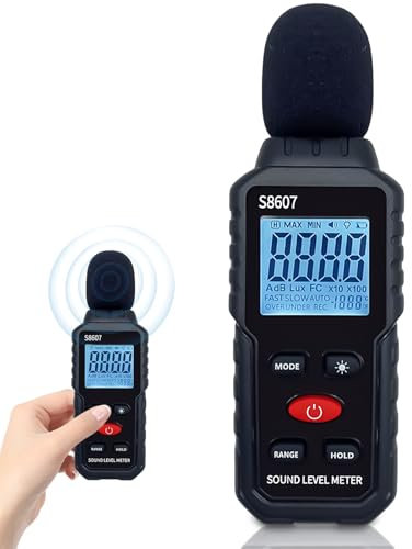 Decibel, misuratore di livello sonoro da 30 dB a 130 dB con retroilluminazione dello schermo LCD, misuratore di rumore per casa, vicini rumorosi, fabbrica