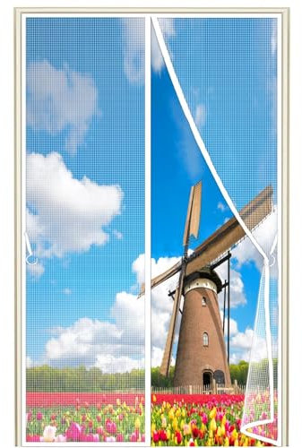 Zanzariera Rotolo, 320x235cm Zanzariera in Fibra di Vetro, Mdaglie Rete Zanzariera, Zanzariere per Finestre in Fibra di Vetro Invisibile Trasparente per Resiste, Bianco 1995-Taglie