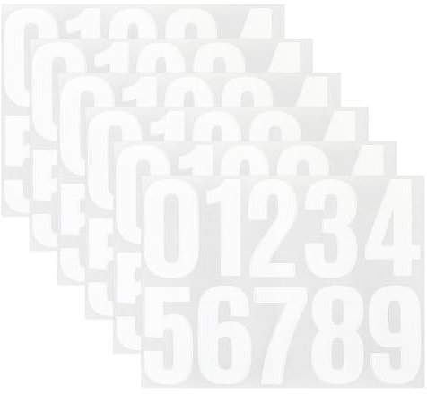Zahlen Aufkleber Weiß 6 Stück, Aufkleber-Zahlen 0–9 Zahlen zum Aufkleben Reflektierende Vinyl Nummernaufkleber, Sticker-Zahlen für Haus Tür Adressnummer Innen Oder Außen