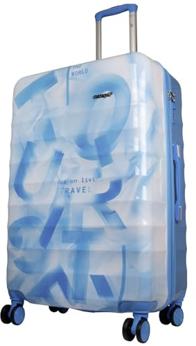 Trendyshop365 großer Reisekoffer Hartschale Verona 75cm 104 Liter 4 Räder Zahlenschloss blau-weiß
